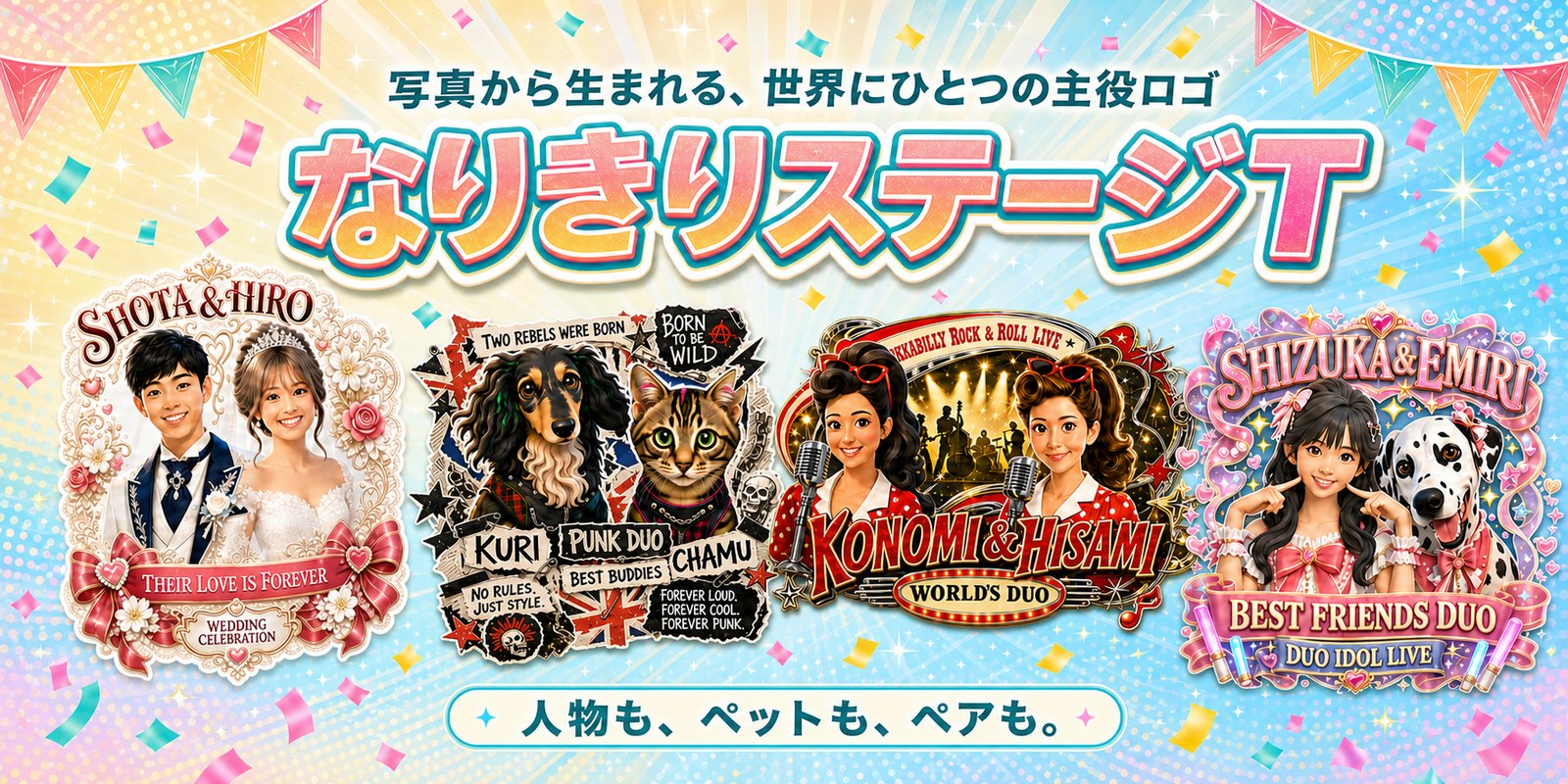 なりきりステージTの人物とペットの制作例
