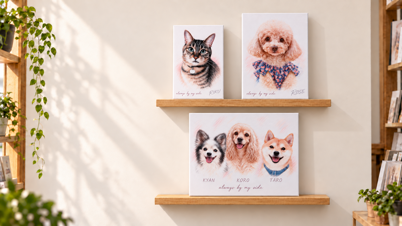 猫と犬の肖像画を飾ったMALUNE PET PORTRAITのメインビジュアル